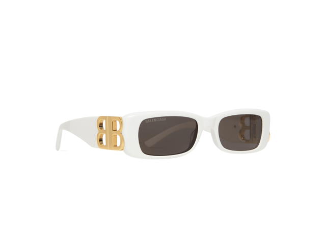 Balenciaga Balenciaga Dynasty Rectangle Sunglasses In White Acetate With Grey Lenses Gold Toned Hardware - view 2