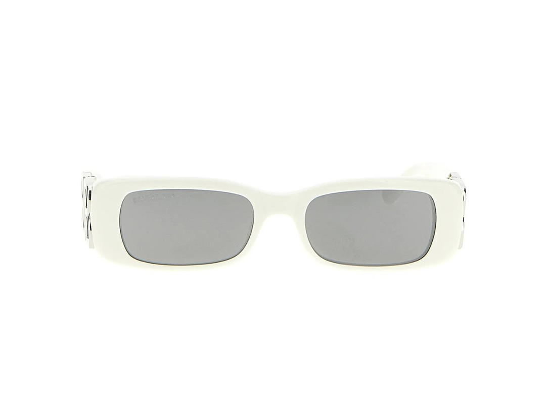 Balenciaga Balenciaga Dynasty Rectangle Sunglasses In White Acetate With Grey Lenses Silver Toned Hardware