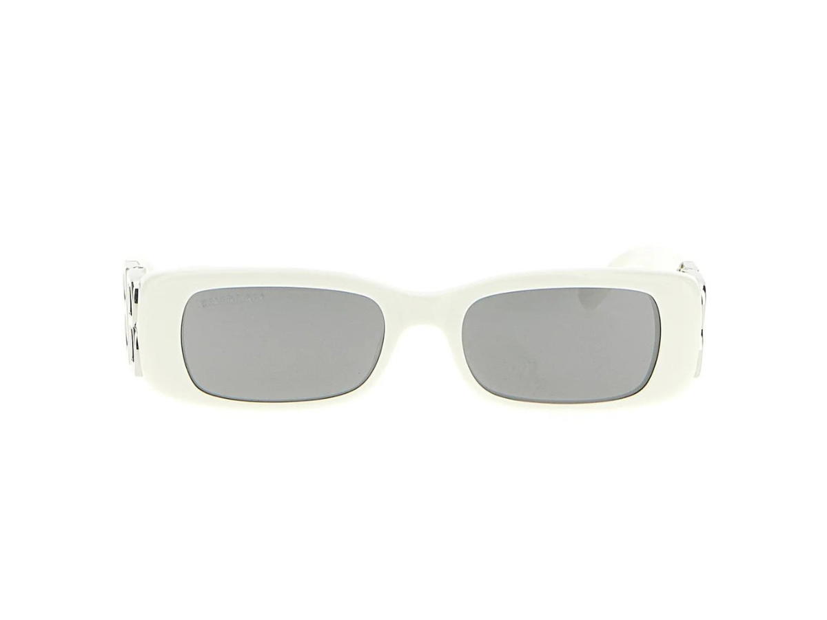 Balenciaga Balenciaga Dynasty Rectangle Sunglasses In White Acetate With Grey Lenses Silver Toned Hardware