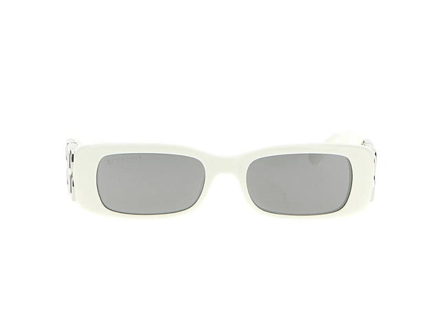 Balenciaga Balenciaga Dynasty Rectangle Sunglasses In White Acetate With Grey Lenses Silver Toned Hardware - view 1