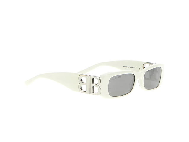Balenciaga Balenciaga Dynasty Rectangle Sunglasses In White Acetate With Grey Lenses Silver Toned Hardware - view 3