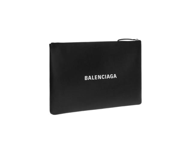 Balenciaga Balenciaga Embossed Logo Everyday Large Clutch In Calfskin Leather With Silver-Tone Hardware Black - view 3