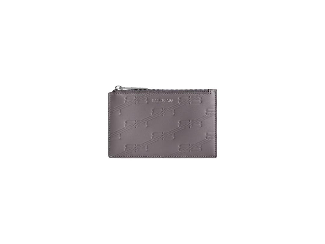 Balenciaga Balenciaga Embossed Monogram Long Coin And Card Holder In Dark Grey Embossed BB Monogram Box Calfskin