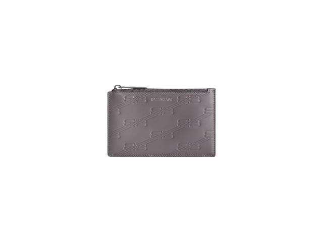 Balenciaga Balenciaga Embossed Monogram Long Coin And Card Holder In Dark Grey Embossed BB Monogram Box Calfskin - view 1