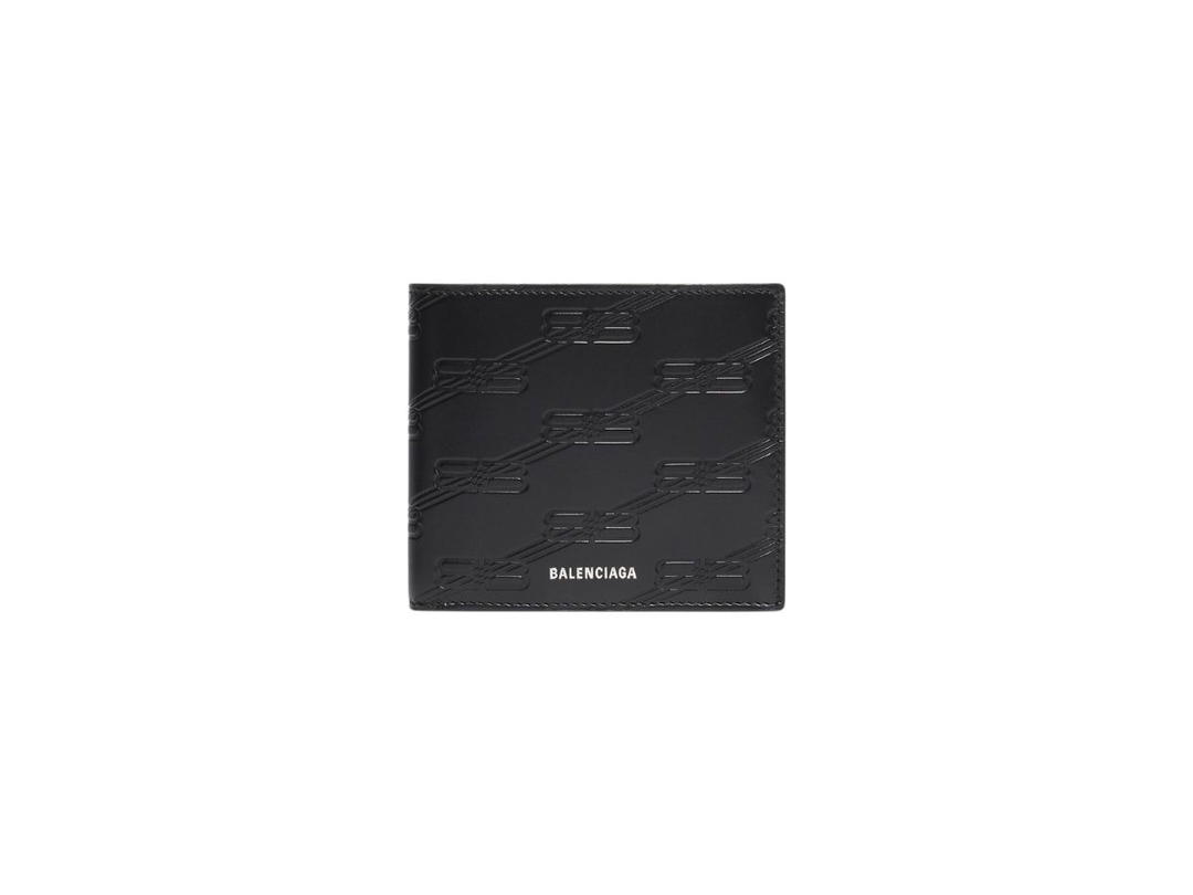 Balenciaga Balenciaga Embossed Monogram Square Folded Wallet In Black Embossed BB Monogram Box Calfskin
