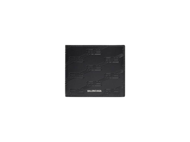 Balenciaga Balenciaga Embossed Monogram Square Folded Wallet In Black Embossed BB Monogram Box Calfskin - view 1