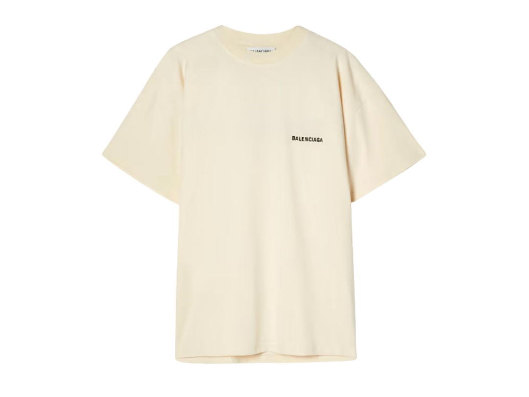Balenciaga Balenciaga Embroidered Cotton T-Shirt Cream