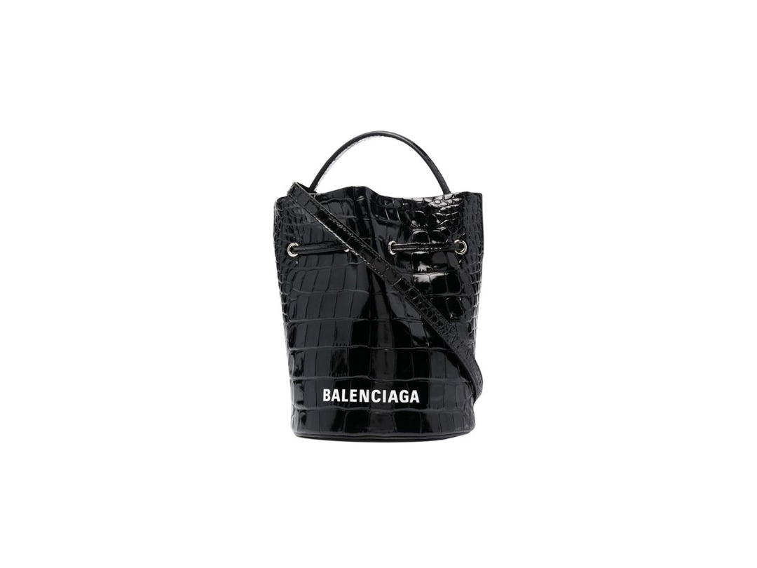 Balenciaga Balenciaga Everyday XS Bucket Bag In Crocodile Embossed Black