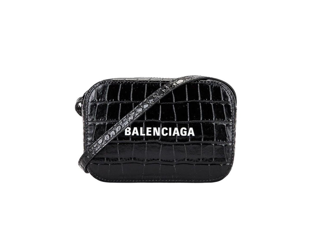 Balenciaga Balenciaga Everyday XS Camera Bag Crocodile Embossed Black