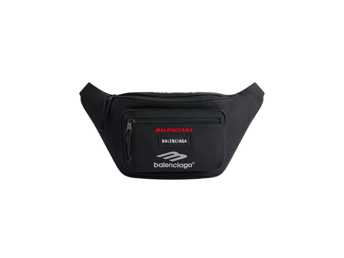 Balenciaga Balenciaga Explorer Beltpack In Black Recycled Nylon With Embroidered Logos