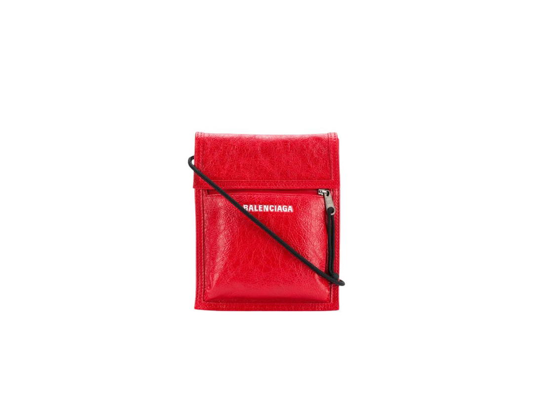 Balenciaga Balenciaga Explorer Small Pouch With Strap In Arena Lambskin Red
