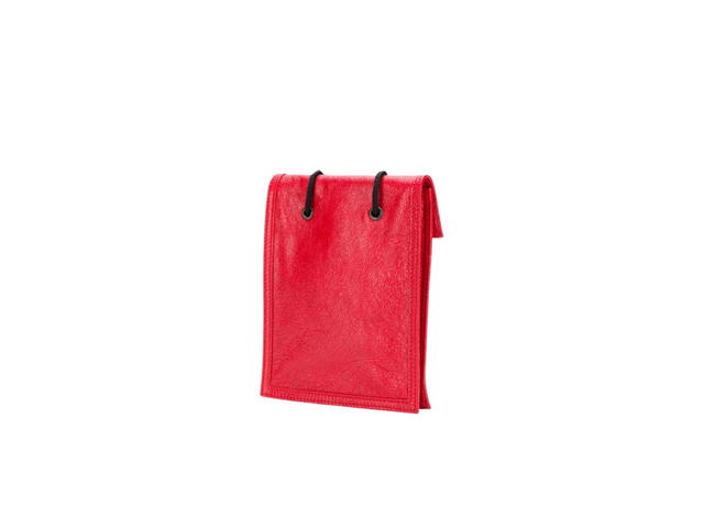 Balenciaga Balenciaga Explorer Small Pouch With Strap In Arena Lambskin Red - view 2