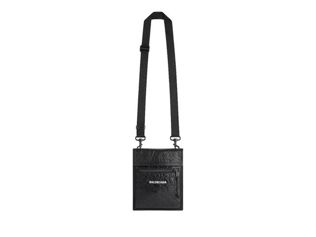 Balenciaga Balenciaga Explorer Small Pouch With Strap In Black Arena Lambskin Leather With Matte Black Hardware Black - view 1