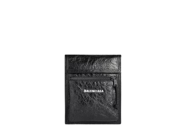 Balenciaga Balenciaga Explorer Small Pouch With Strap In Black Arena Lambskin Leather With Matte Black Hardware Black - view 2