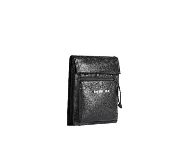 Balenciaga Balenciaga Explorer Small Pouch With Strap In Black Arena Lambskin Leather With Matte Black Hardware Black - view 3