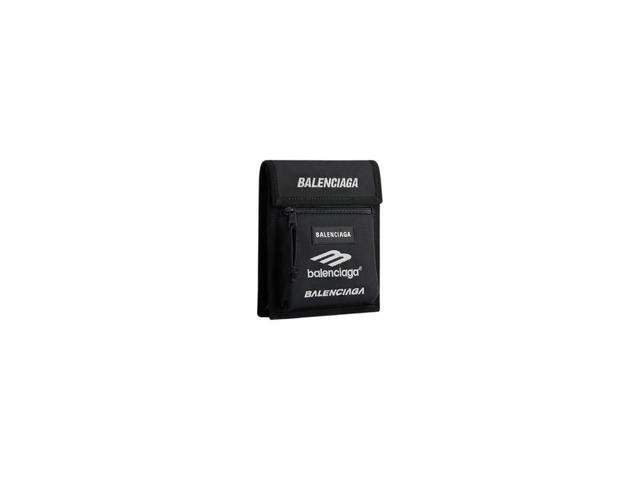 Balenciaga Balenciaga Explorer Small Pouch With Strap In Black Recycled Nylon With Embroidered Logos - view 2