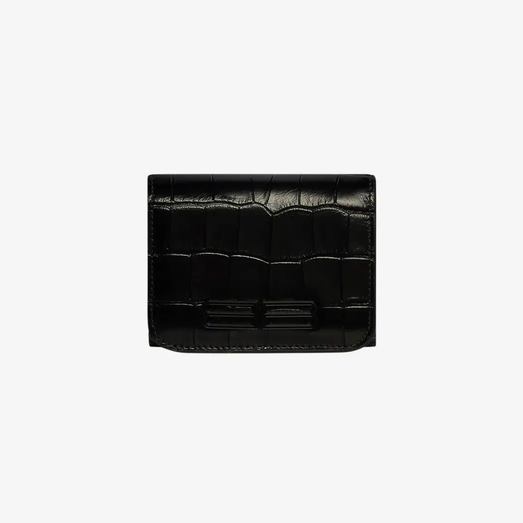 Balenciaga Balenciaga Extra Supple Crocodile Embossed Calfskin Gossip Zipped Mini Wallet Black