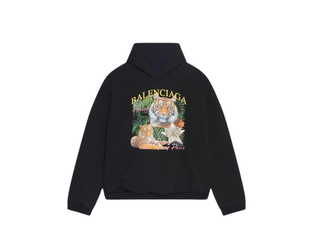 Balenciaga Balenciaga Fashionable Balanced Intelligent Year Of The Tiger Reversible Hoodie Dark Blue-Black-Yellow