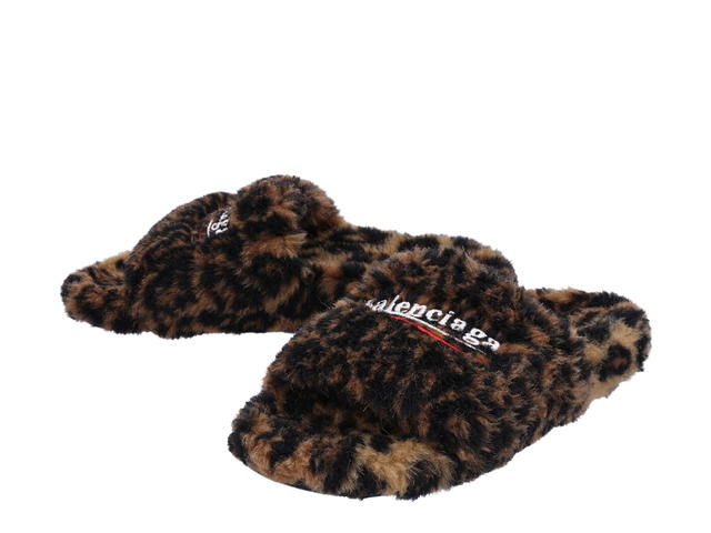 Balenciaga Balenciaga Faux Fur Logo Slides Multicolor - view 3