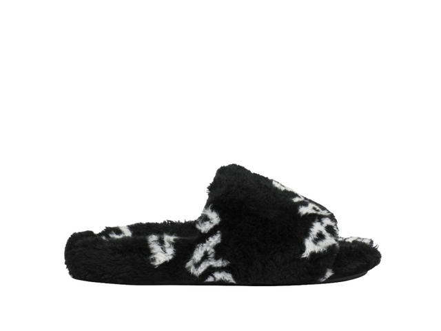 Balenciaga Balenciaga Furry Slide Sandal Allover Logo Black - view 1