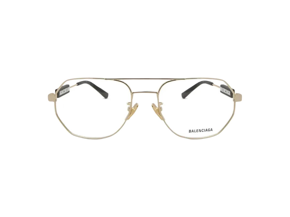 Balenciaga Balenciaga Geometric Frame Glasses In Metal Gold and Black Rubber