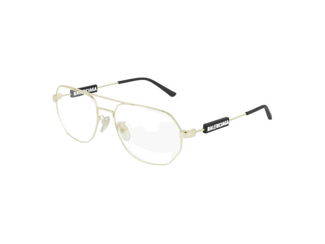 Balenciaga Balenciaga Geometric Frame Glasses In Metal Gold and Black Rubber - view 2