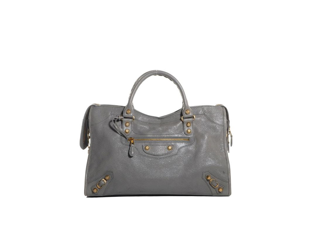 Balenciaga Balenciaga Giant Part Time Bag In Lambskin Leather With Gold Hardware Grey