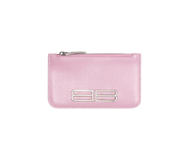 Balenciaga Balenciaga Gossip Card Holder In Calfskin With Silver-Tone Hardware Pink - view 1