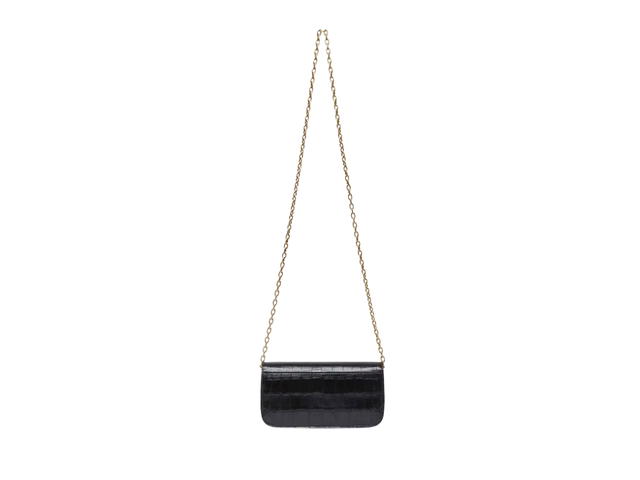 Balenciaga Balenciaga Gossip Chain Wallet In Crocodile Embossed Calfskin Leather With Gold-Tone Hardware Black - view 3