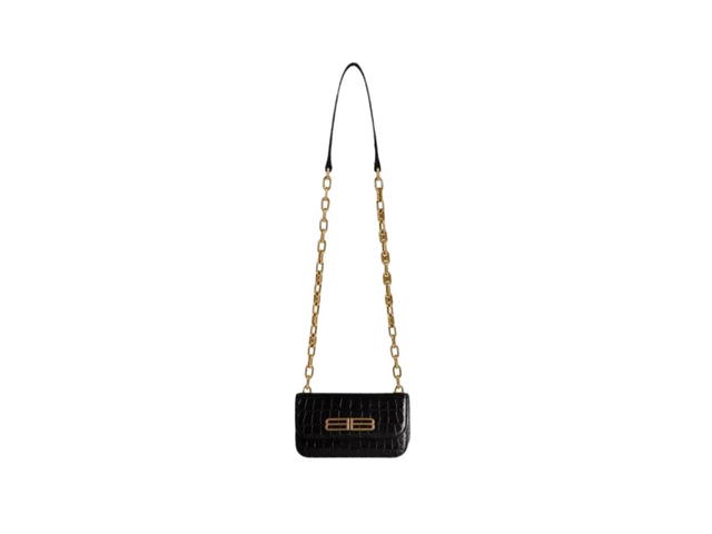 Balenciaga Balenciaga Gossip XS Bag In Crocodile Embossed With Aged Gold Hardware Black - view 2