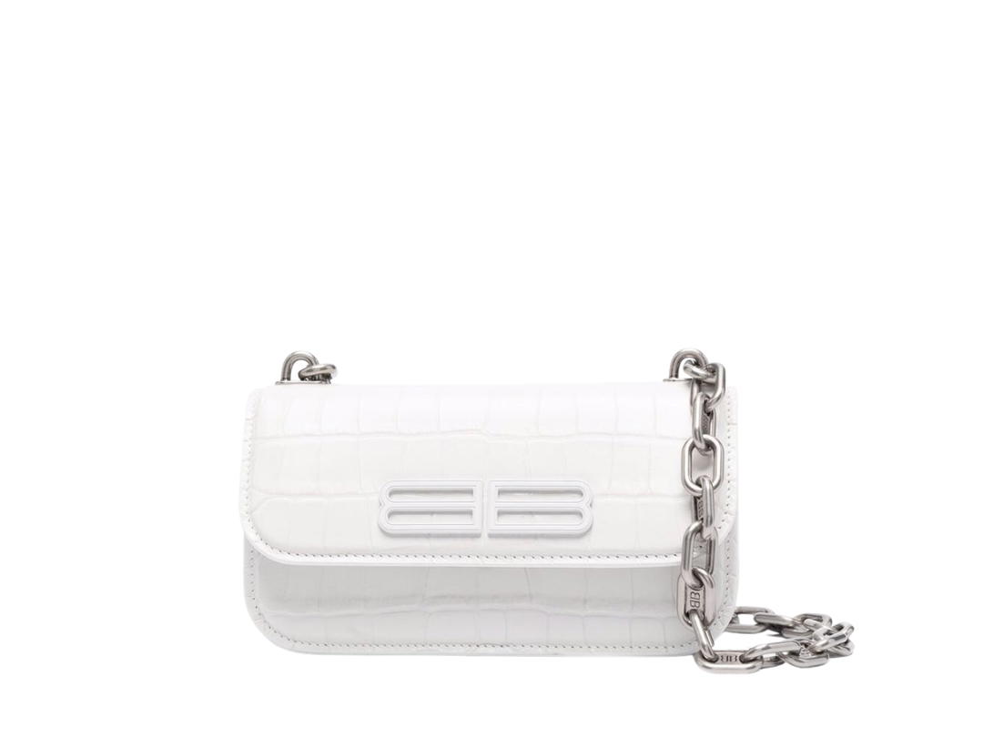 Balenciaga Balenciaga Gossip XS Shoulder Bag In Calfskin Leather With Silver Hardware White