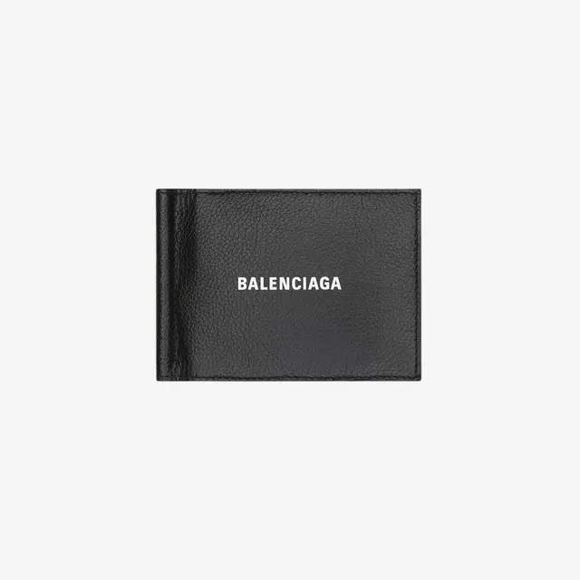 Balenciaga Balenciaga Grained Calfskin Cash Bi-Fold Card Holder with Bill Clip Black White - view 2