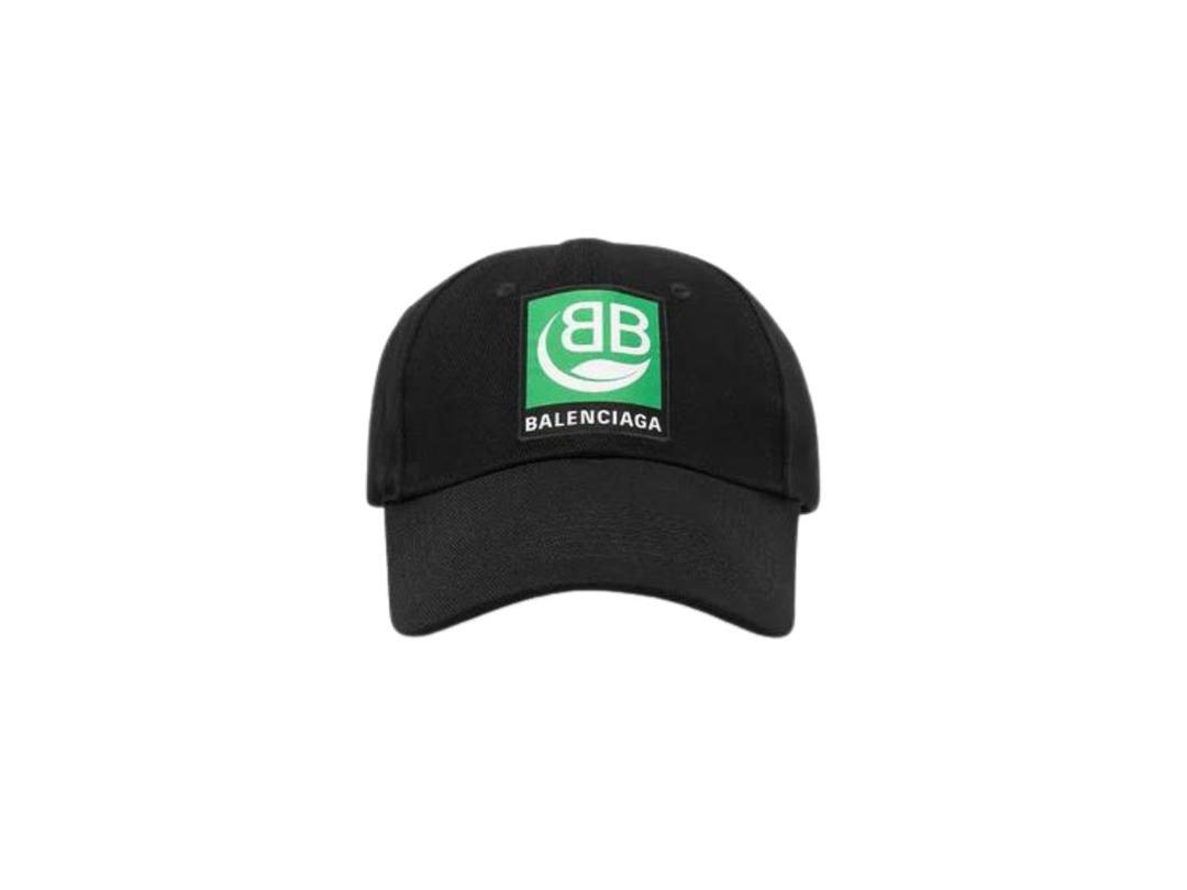 Balenciaga Balenciaga Green Logo Baseball Cap In Black