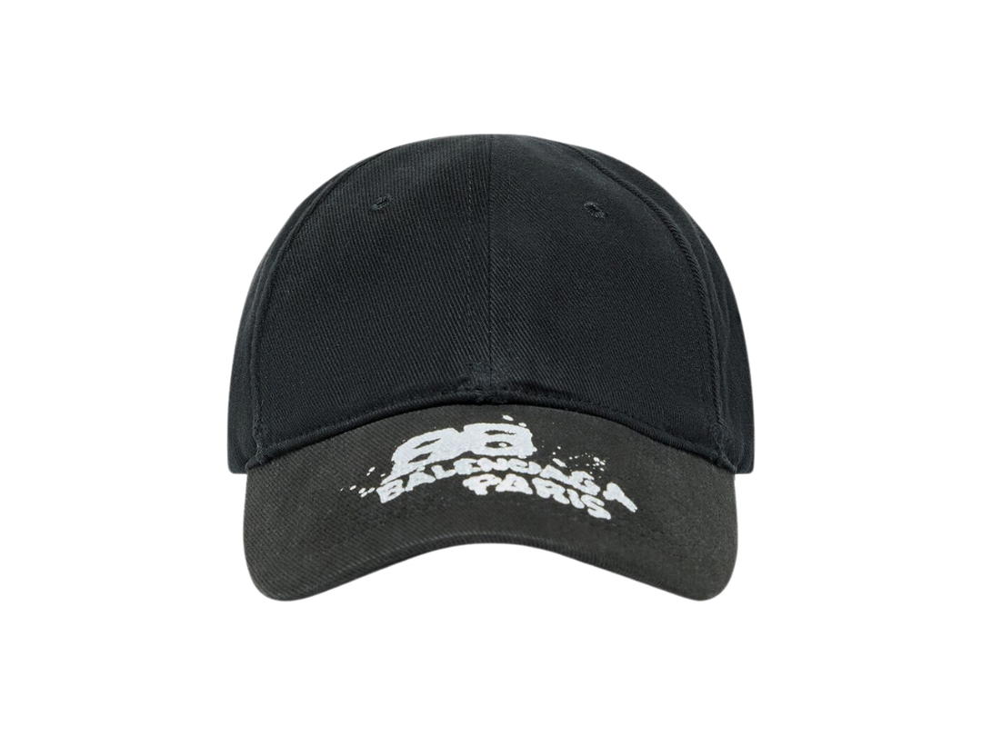 Balenciaga Balenciaga Hand-Drawn BB Icon Cap In Black And White Cotton Drill
