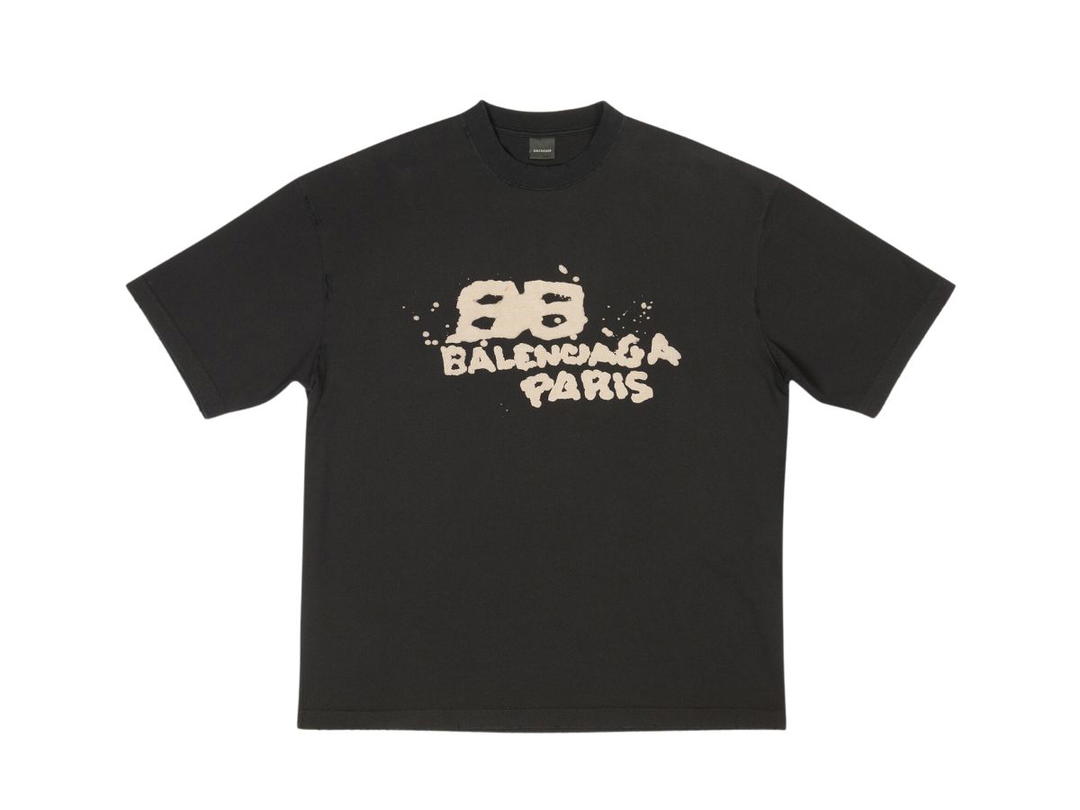 Balenciaga Balenciaga Hand Drawn BB Icon T-Shirt Medium Fit In Black