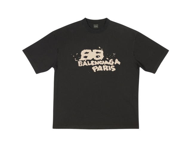 Balenciaga Balenciaga Hand Drawn BB Icon T-Shirt Medium Fit In Black - view 1