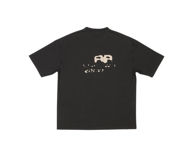 Balenciaga Balenciaga Hand-Drawn BB Icon T-Shirt Medium Fit In Black and Beige Vintage Jersey - view 2