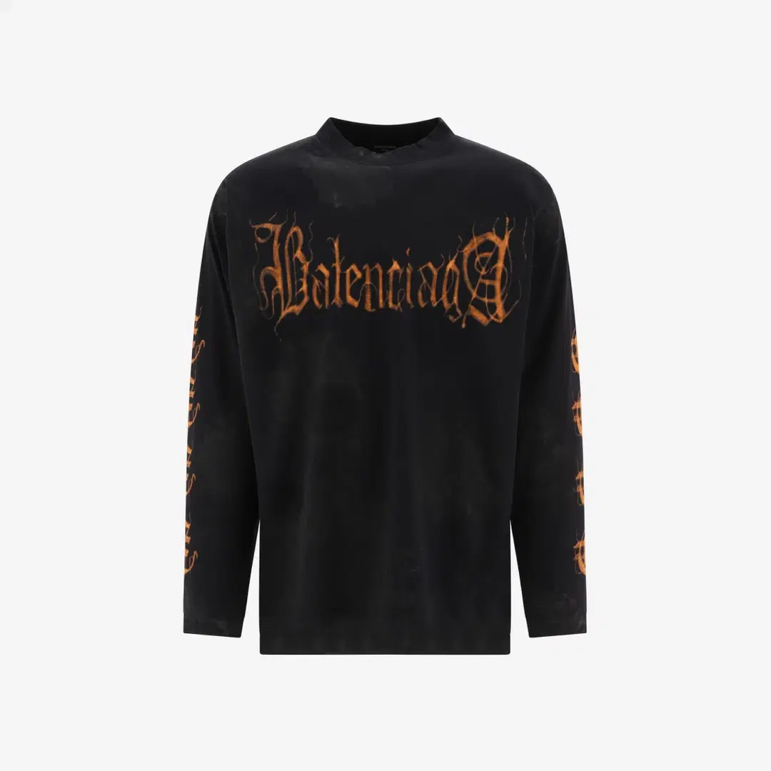 Balenciaga Balenciaga Heavy Metal Long Sleeve T-Shirt Oversized Fit Black Faded