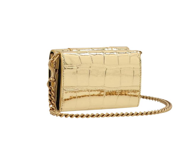 Balenciaga Balenciaga Hourglass Mini Wallet On Chain In Gold Leather With Gold Hardware - view 2