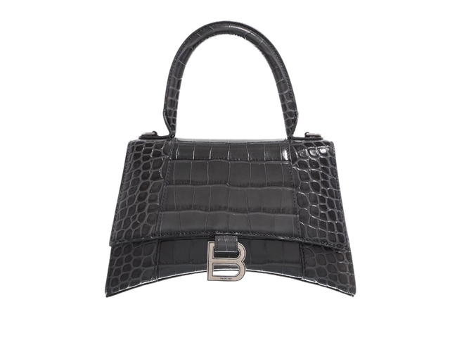 Balenciaga Balenciaga Hourglass Small Handbag Crocodile Embossed Dark Grey - view 1