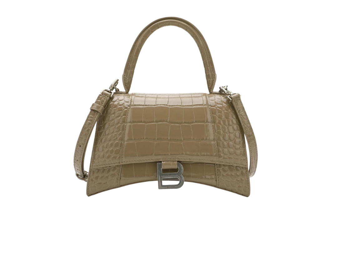 Balenciaga Balenciaga Hourglass Small Handbag Crocodile Embossed In Light Brown
