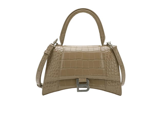 Balenciaga Balenciaga Hourglass Small Handbag Crocodile Embossed In Light Brown - view 1