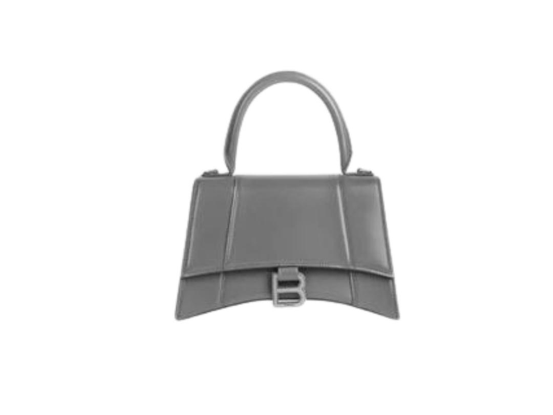 Balenciaga Balenciaga Hourglass Small Handbag In Dark Grey Shiny Box Calfskin In Dark Grey Shiny Box Calfskin With Aged-Silver B Logo