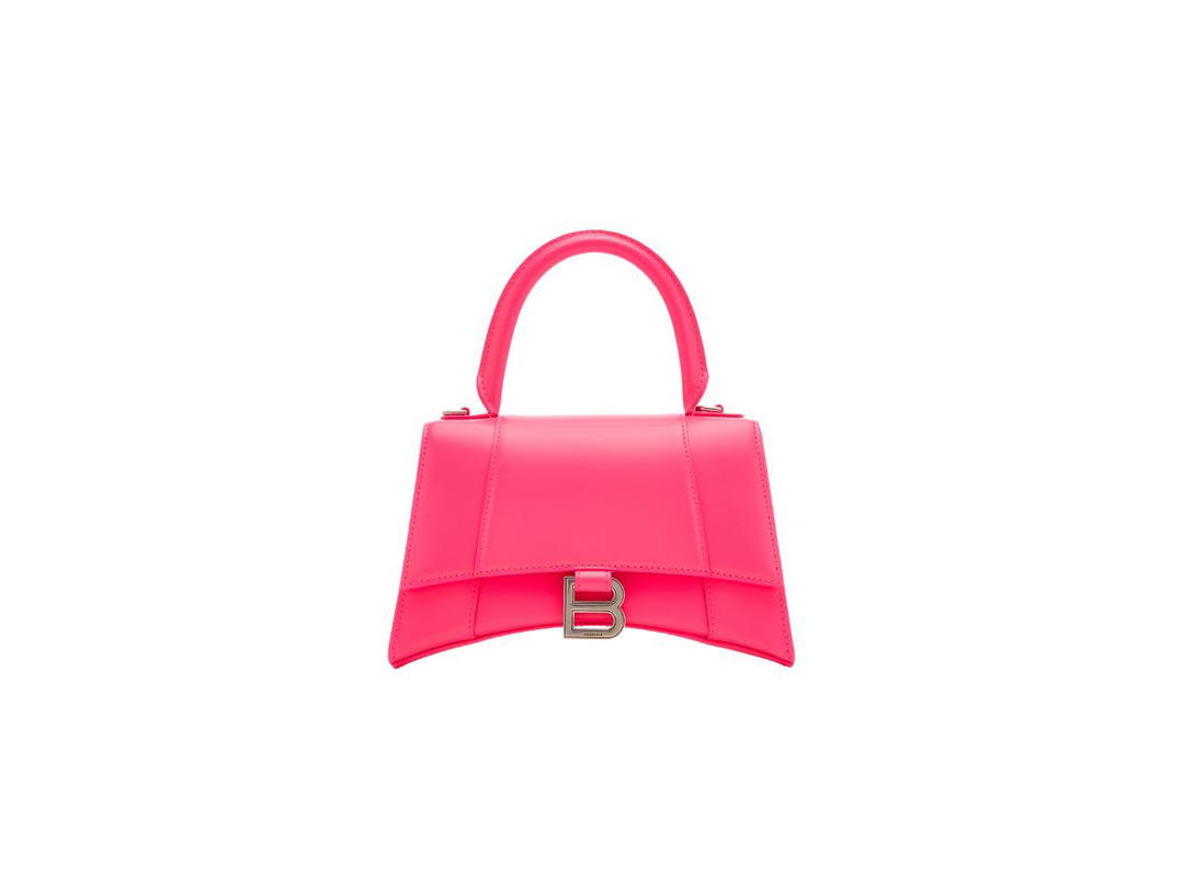 Balenciaga Balenciaga Hourglass Small Handbag In Pink Shiny Calfskin With Silver Hardware