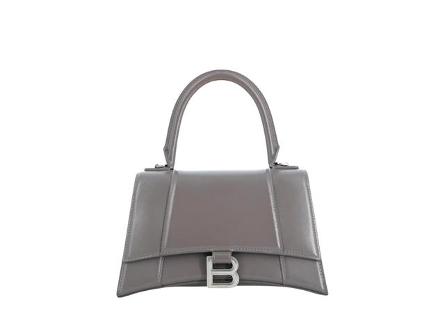 Balenciaga Balenciaga Hourglass Small Handbag In Shiny Box Calfskin Leather With Silver B Logo Grey - view 1