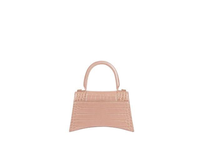 Balenciaga Balenciaga Hourglass Small Handbag In Shiny Crocodile Embossed Calfskin With Aged Gold B Hardware Nude - view 2