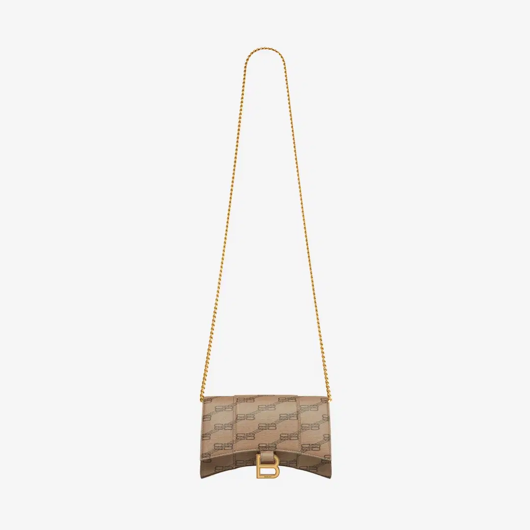 Balenciaga Balenciaga Hourglass Wallet On Chain BB Monogram Coated Canvas Beige