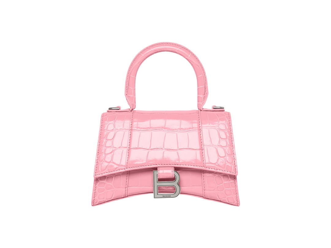Balenciaga Balenciaga Hourglass XS Handbag Crocodile Embossed In Pink
