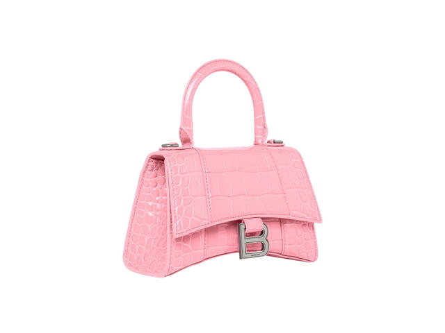 Balenciaga Balenciaga Hourglass XS Handbag Crocodile Embossed In Pink - view 3