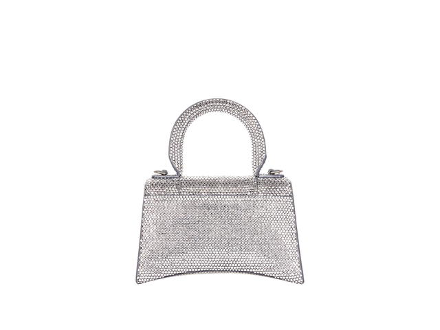 Balenciaga Balenciaga Hourglass XS Handbag In Grey Suede Calfskin With Rhinestones With Aged Silver Hardware - view 2